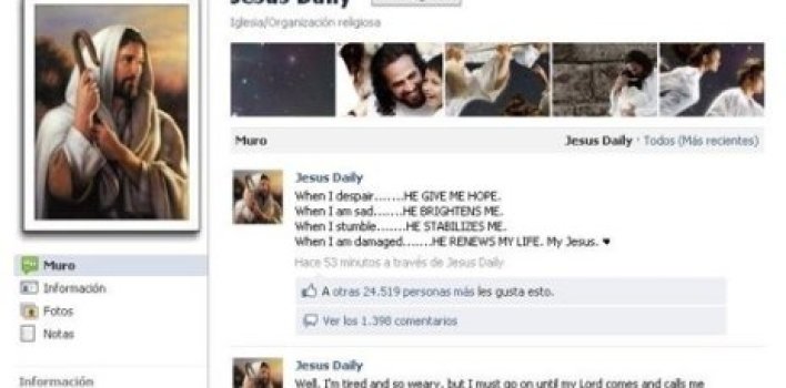 Jesucristo «engancha» más en Facebook que Justin Bieber, Lady Gaga y el F.C. Barcelona