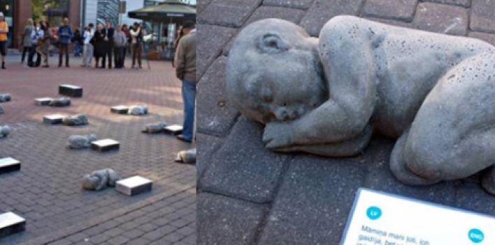 Inicio » Noticias » Mundo Aborto: Esculturas de no nacidos conmueven a transeúntes en calles de Letonia