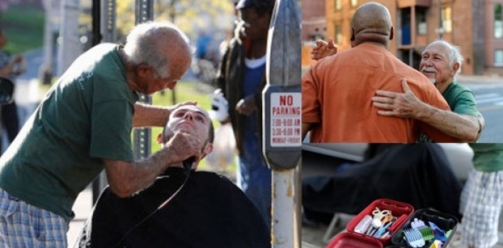 Anthony Cymerys, ‘Uncle Joe’, el barbero de 82 años que corta el cabello a cambio de abrazos